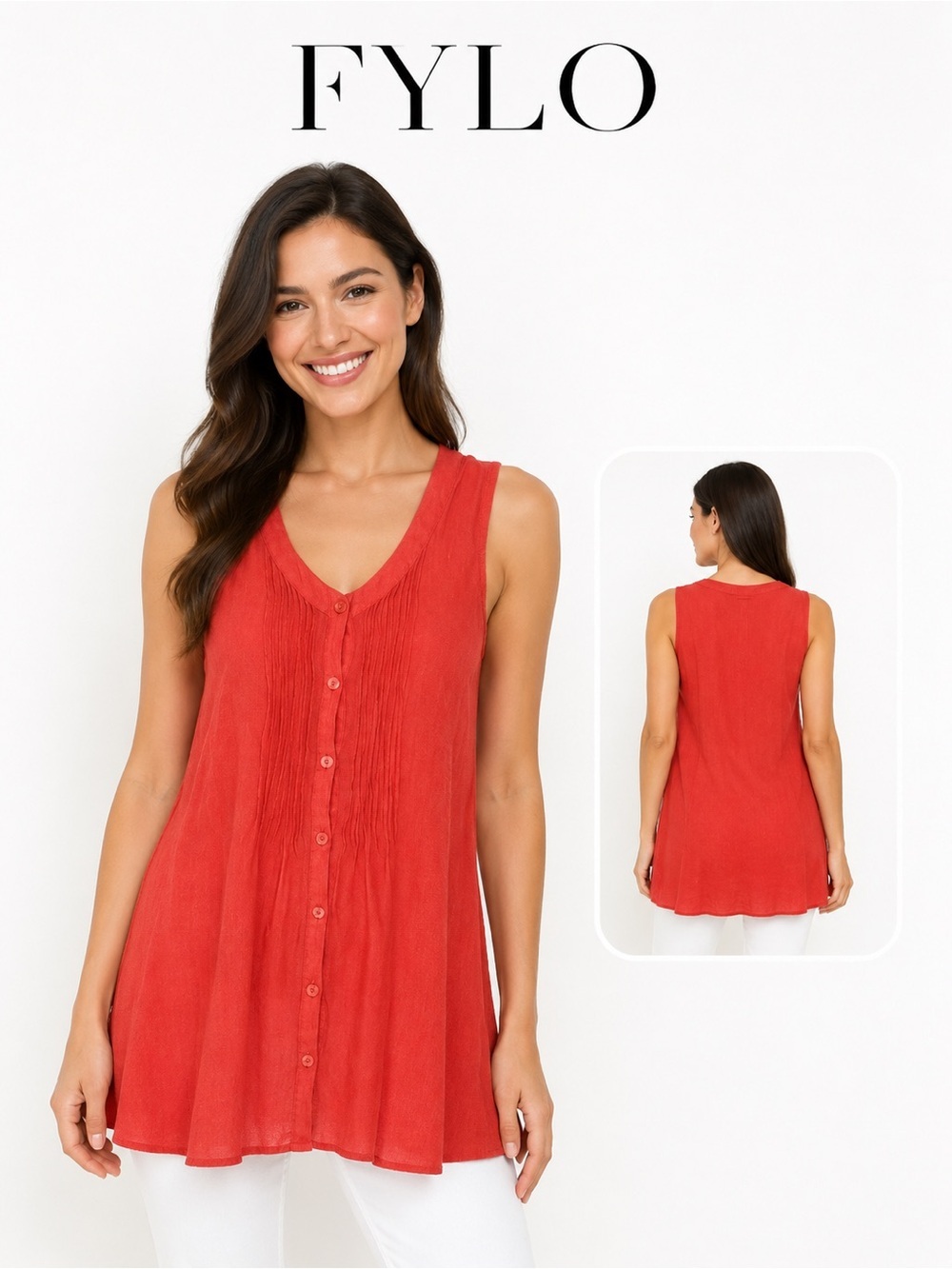 FYLO London Sleeveless Button Up Tunic Small